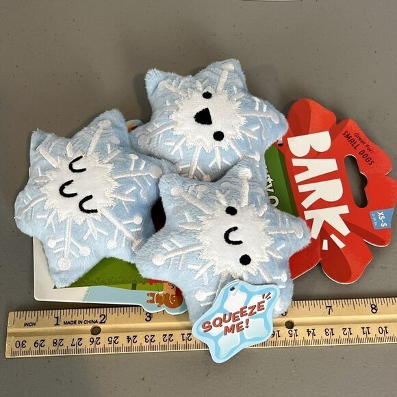 BARK Gnawty or Nice Winter Snowflakes Trio Christmas Dog Toy New Barkbox - Picture 9 of 10